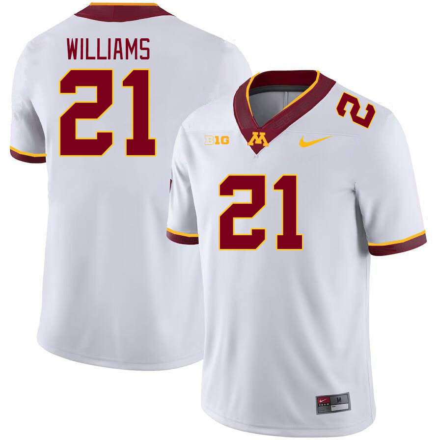 Men #21 Bryce Williams Minnesota Golden Gophers College Football Jerseys Stitched-White